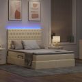 vidaXL LED úložná posteľ s matracom Krémová 140 x 190 cm Látka
