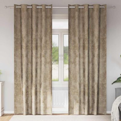 vidaXL Sametové závesy 2 pcs šampanského 260 x 140 cm Zamat