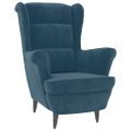 vidaXL Kreslo wingback s podnožkou modré zamatové
