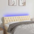 vidaXL Čelo postele s LED krémové 160x7x78/88 cm látka