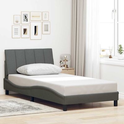 vidaXL Rám postele bez matraca Hanko tmavosivá 100x200 cm látka