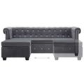 vidaXL Pohovka Chesterfield v tvare L, zamat 199x142x72 cm, sivá