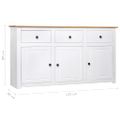 vidaXL Komoda biela 135x40x80 cm masívne borovicové drevo Panama