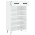 vidaXL Botník lesklý biely 60x35x105 cm spracované drevo