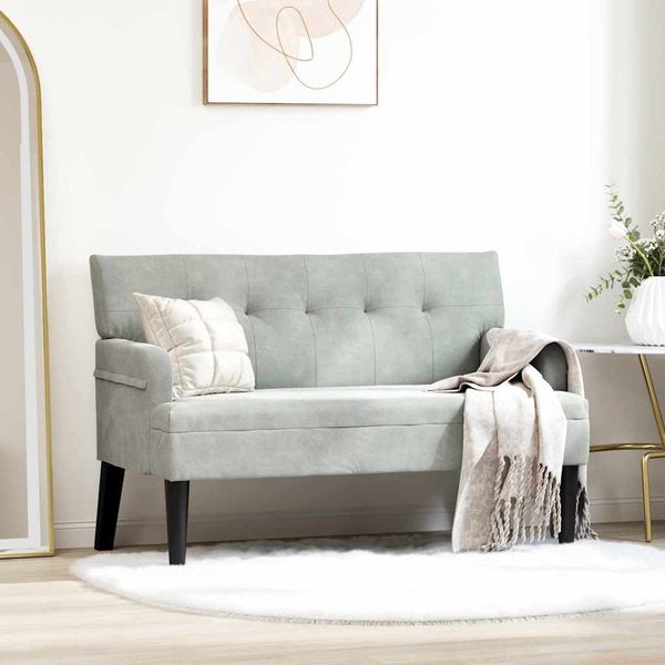 vidaXL Chesterfield lavica Svetlosivá 112 x 65,5 x 75 cm Zamat