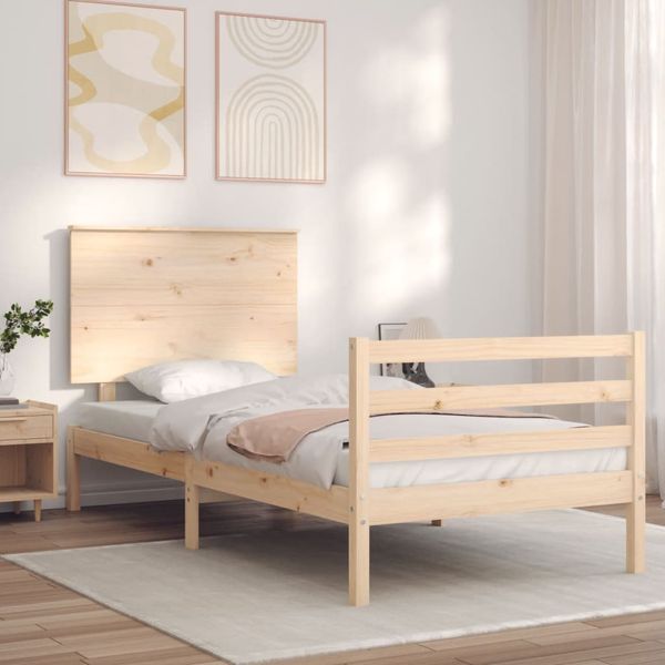 vidaXL Rám postele s čelom 100x200 cm masívne drevo