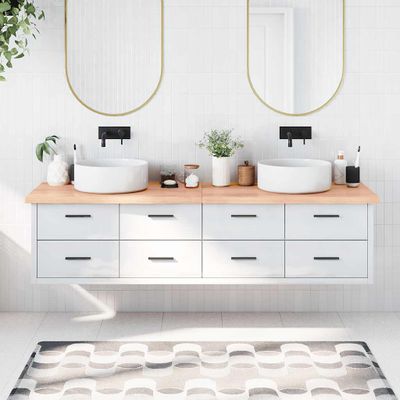 vidaXL Kúpeľňová doska bledohnedá 200x60x(2-4) cm ošetrený masív