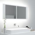 vidaXL Kúpeľňová skrinka s LED a zrkadlom, biela 100x12x45 cm, akryl