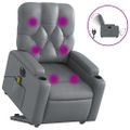 vidaXL Elektrické zdvíhacie masážne sklápacie kreslo sivé umelá koža