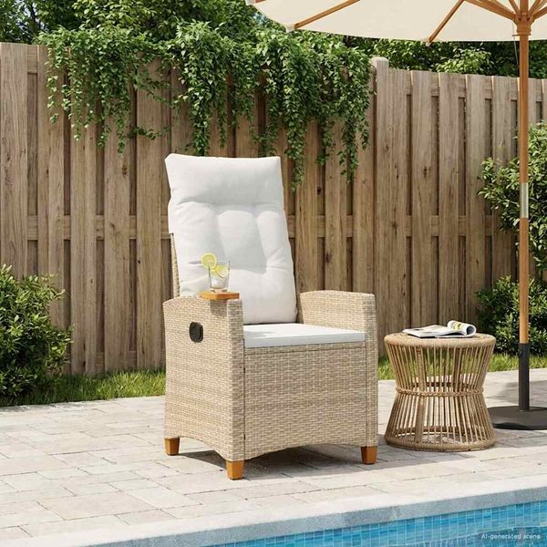 vidaXL Polohovacie kreslo s podnosom na čaj 62 x 64 x 112 cm polyratan