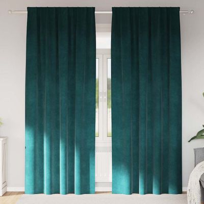 vidaXL Zatemňovacie závesy 2 pcs Tmavozelená 140 x 225 cm Zamat