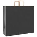 vidaXL Papierové tašky 50 ks s rúčkami, čierna, 54x15x49 cm