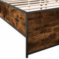 vidaXL Posteľný rám dymový dub 135x190 cm kompozitné drevo a kov
