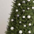 vidaXL 60-dielna sada vianočných gúľ so špicom a 150 LED bielo-sivá