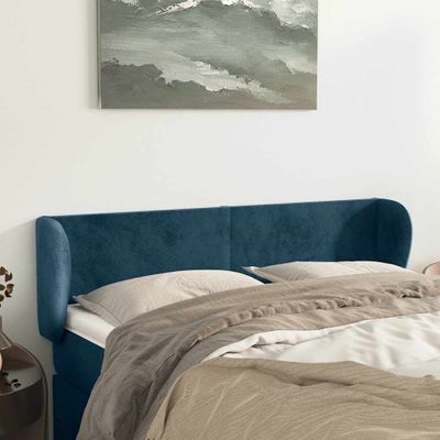 vidaXL Čelo postele so záhybmi tmavomodrá 147x23x78/88 cm zamat