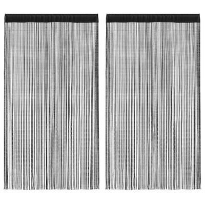 vidaXL Šnúrkový záves, 2 ks, 140x250 cm, čierny