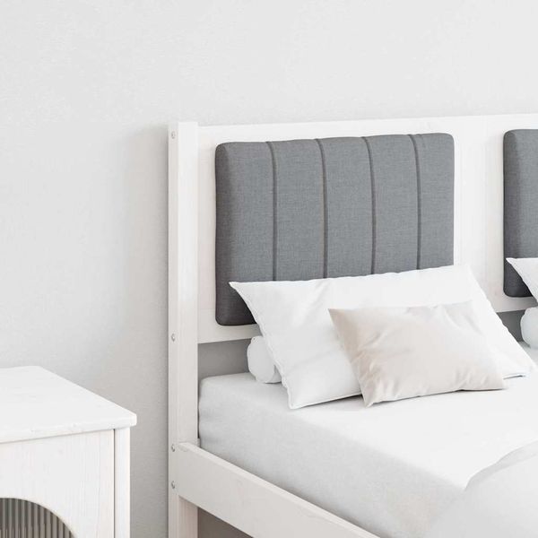vidaXL Čalúnené čelo postele Biela 120 cm Masívne borovicové drevo