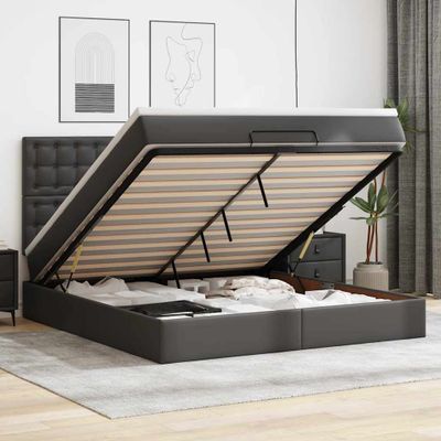 vidaXL Osmanský rám postele s matracom čierna 180x200 cm umelá koža