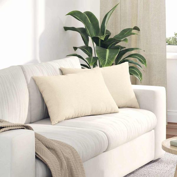 vidaXL Vankúše na pohovku 2 pcs Krémová 60 x 40 cm Kordúrová tkanina