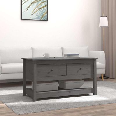 vidaXL Konferenčný stolík sivý 102x49x55 cm borovicový masív