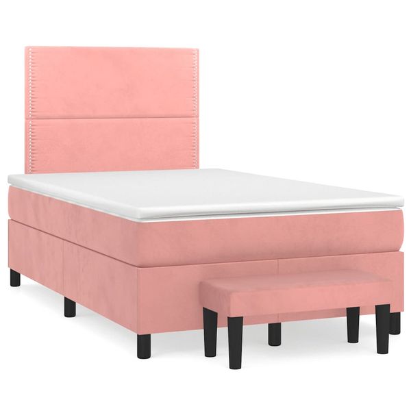 vidaXL Boxspring posteľ s matracom, ružová 120x190 cm, zamat
