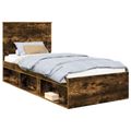 vidaXL Rám postele Dymová dub 90 x 190 cm Masívne borovicové drevo