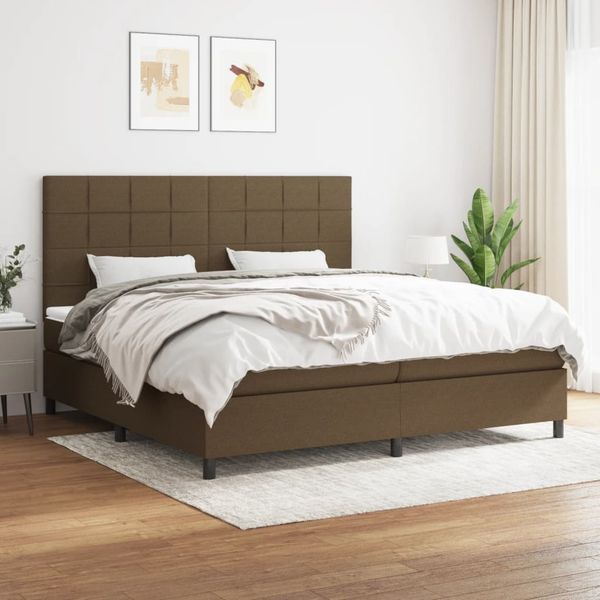 vidaXL Boxspring posteľ s matracom tmavohnedá 200x200 cm látka