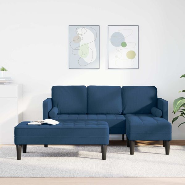 vidaXL Sada pohoviek s vankúšom 2 pcs Modrá Polyester