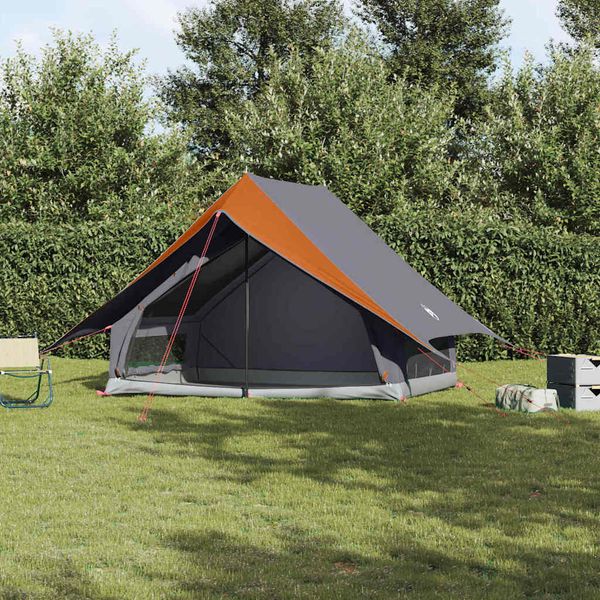 vidaXL Rodinný stan so strechou Šedá a oranžová 256 x 256 x 185 cm