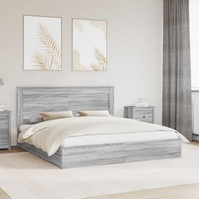 vidaXL Úložná posteľ Sivý Sonoma 200 x 200 cm Kompozitné drevo