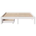 vidaXL Posteľný rám so zásuvkami biely 135x190 cm borovicový masív