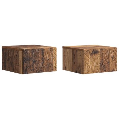 vidaXL Nástenný bočný stôl 2 pcs Staré drevo 34,5 x 33 x 20 cm