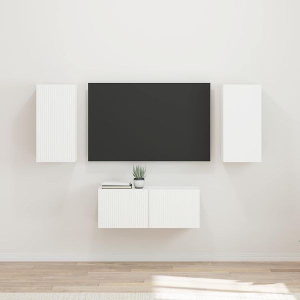 vidaXL Zostava TV skriniek Nástenný 6 pcs Biela Kompozitné drevo