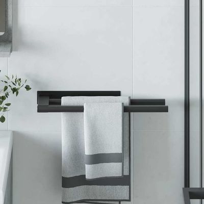 vidaXL Držiak na uteráky Čierna 40 x 9 x 4 cm Nehrdzavejúca oceľ
