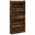 vidaXL Botník so 4 výklopnými zásuvkami dymový dub 80x21x163,5 cm