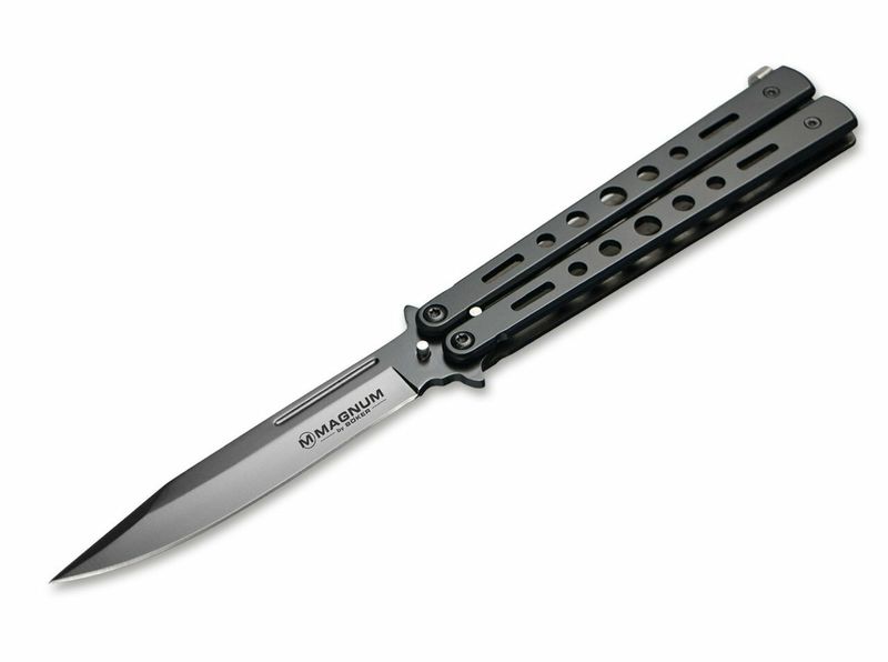 Magnum 06EX402 Balisong All Black vreckový nôž/balisong 10,5 cm, šedá, celooceľový