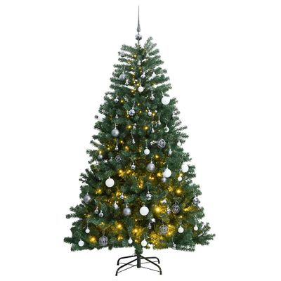 vidaXL Umelý výklopný vianočný stromček 300 LED a sada gúľ 240 cm