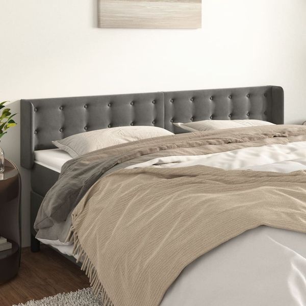 vidaXL Čelo postele so záhybmi tmavosivé 163x16x78/88 cm zamat