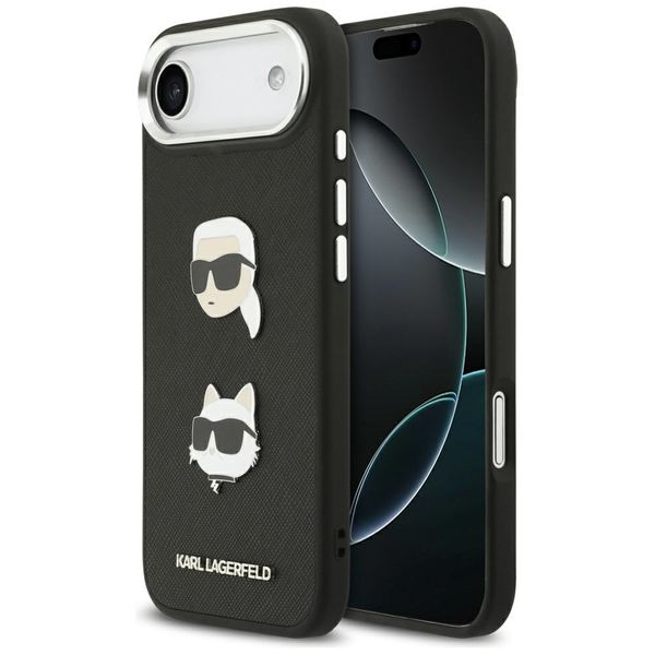 Karl Lagerfeld FW Grained Karl & Choupette Heads Pins & Logo obal pre iPhone Air čierna