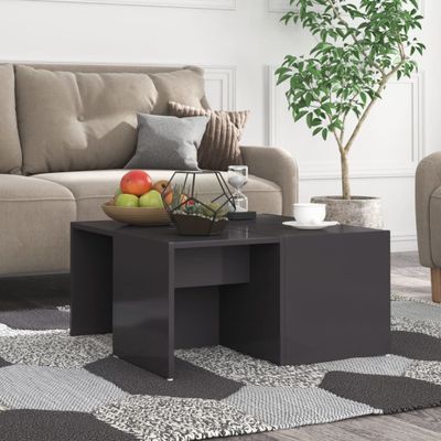 vidaXL Konferenčné stolíky 4ks lesklé sivé 33x33x33cm kompozitné drevo