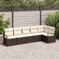 vidaXL Súprava záhradných pohoviek 6 ks Hnedá a biela polyratan