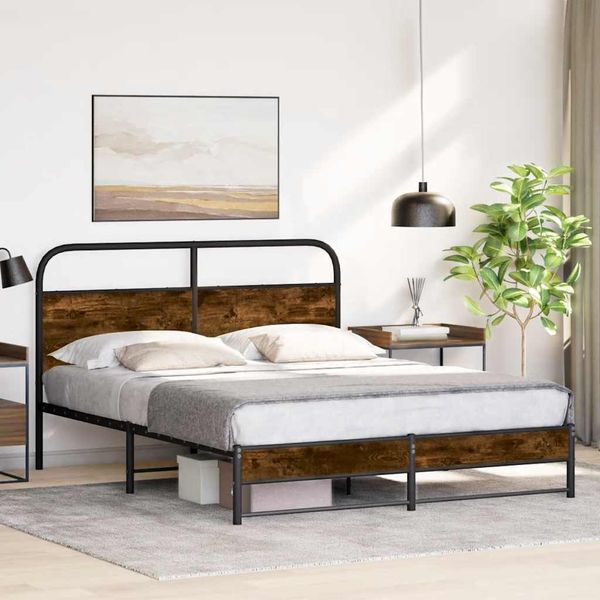 vidaXL Posteľný rám bez matraca 150x200 cm dymový dub kompozitné drevo