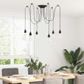 vidaXL Závesná lampa s 6 objímkami E27 čierny kov