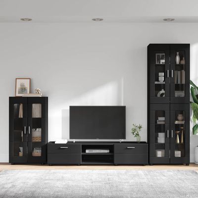 vidaXL Zostava TV skriniek FLORIN 3 pcs Čierna Kompozitné drevo