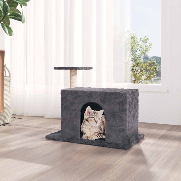 vidaXL Škrabadlo pre mačky so sisalovým stĺpikom tmavosivé 51 cm