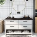 vidaXL Kúpeľňová doska tmavohnedá 100x50x(2-6) cm ošetrený masív