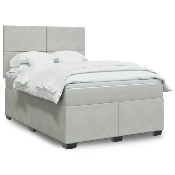 vidaXL Posteľný rám boxsping s matracom bledosivý 160x200 cm zamat