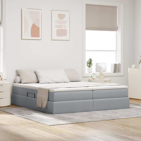 vidaXL Postel s úložným prostorem a matrací Svetlosivá 180 x 200 cm