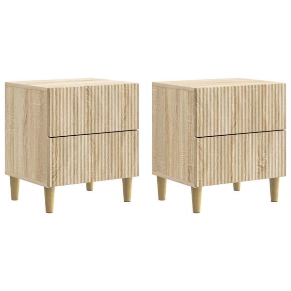 vidaXL Nočný stolík so zásuvkou 2 pcs Dub sonoma 43 x 34,5 x 48 cm