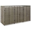 vidaXL Ohrada na tri odpadkové koše sivá 207x80x117 cm polyratan